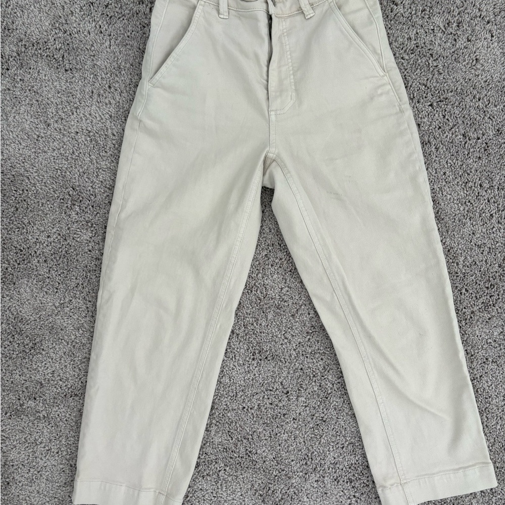 Everlane / Anthropologie Cream High-Rise Straight Leg Chino Pants